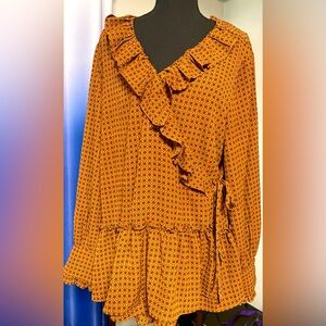 Wrap top, ruffle accents